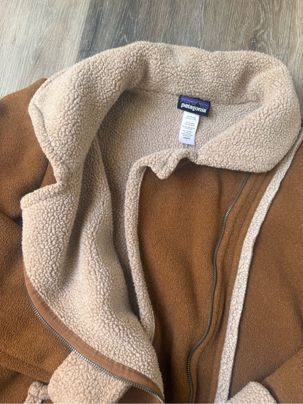 Patagonia Women’s “Lost Maples” Brown Sherpa Style Lined Fleece Jacket Large - Picture 7 of 9